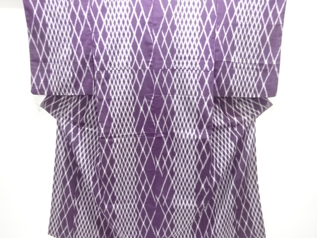 JAPANESE KIMONO / ANTIQUE TAISHO-ROMAN DIAGONAL LATTICE PATTERN WEAVIN